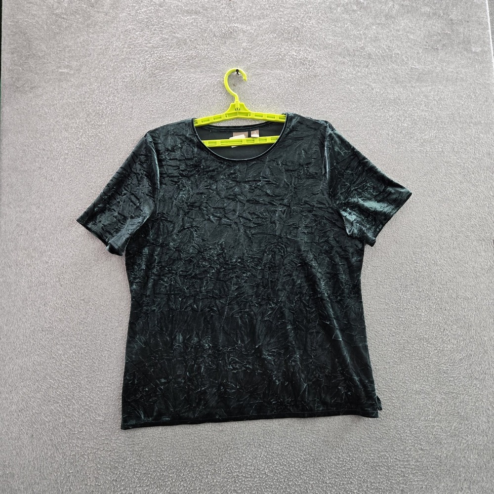 Chico's Women Shirt 3 Green Crew Neck Pullover Statin